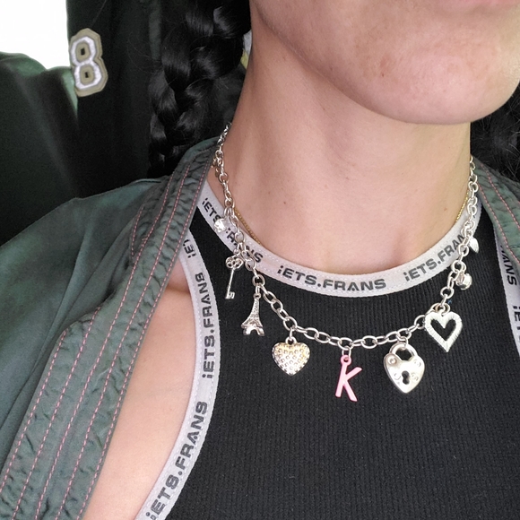 Adjustable Charm Necklace/Choker Letter "K" - Picture 2 of 3